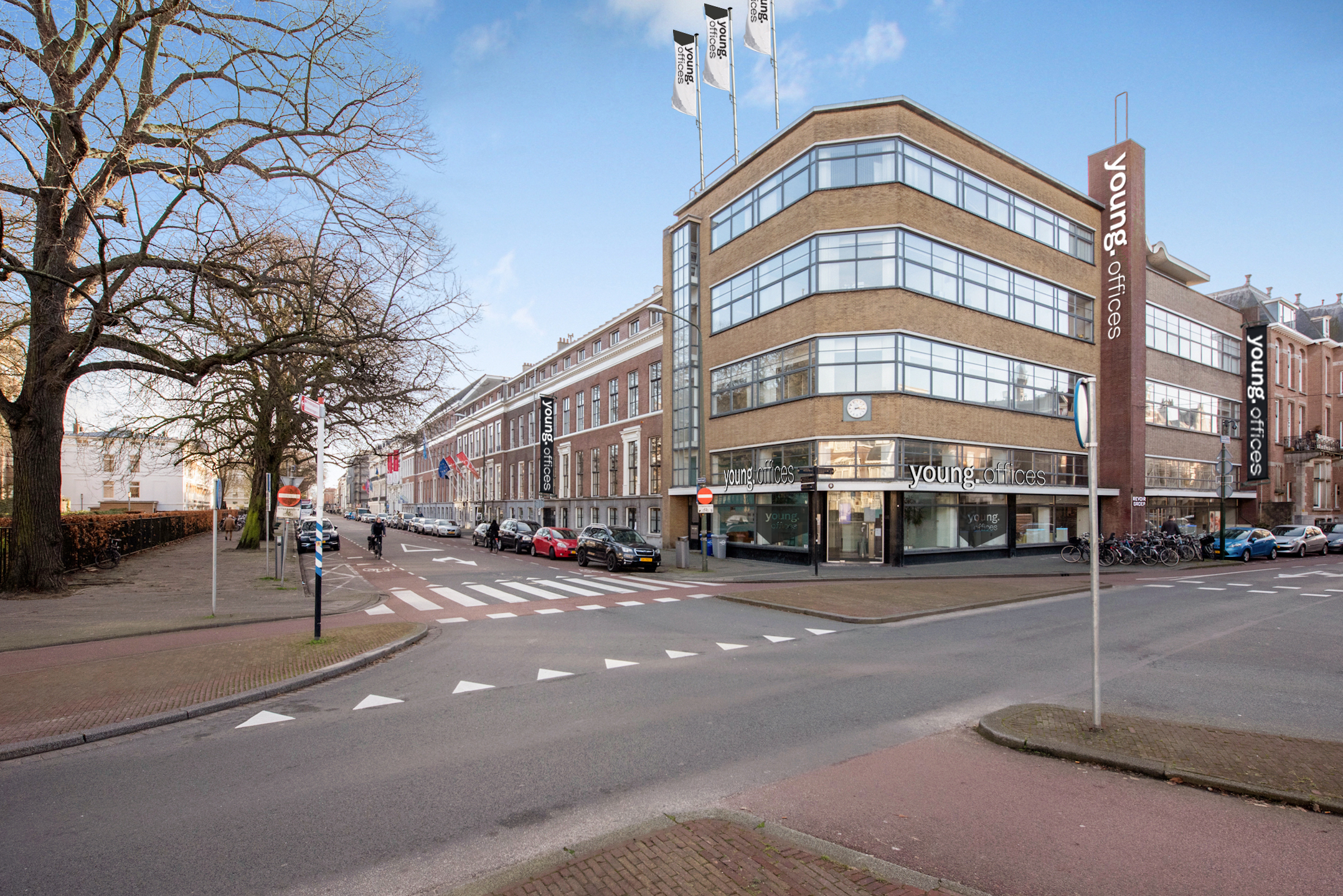 Corner office building in The Hague